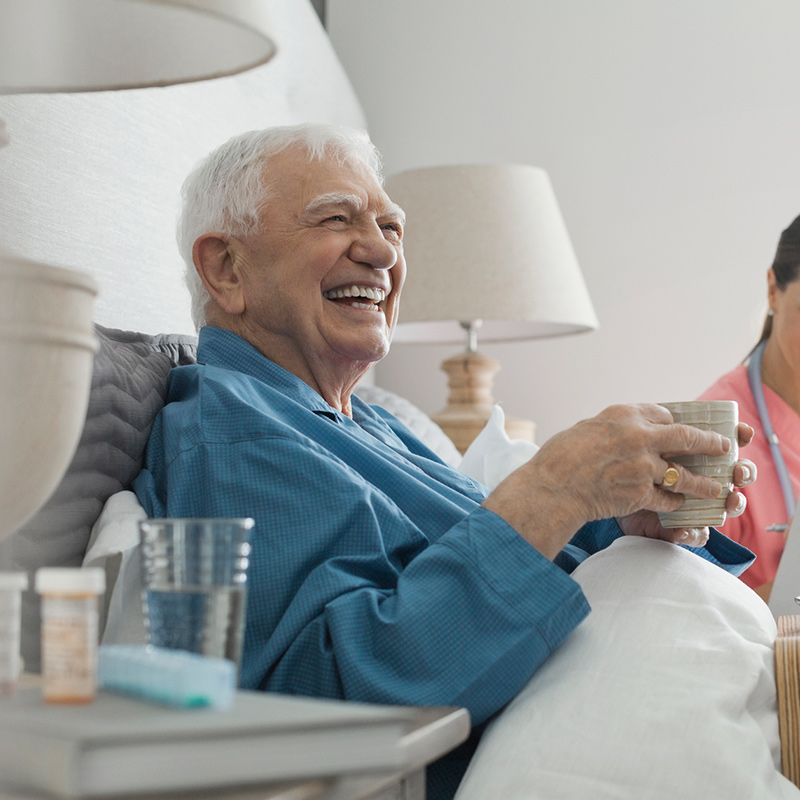 Elderly patient laughing